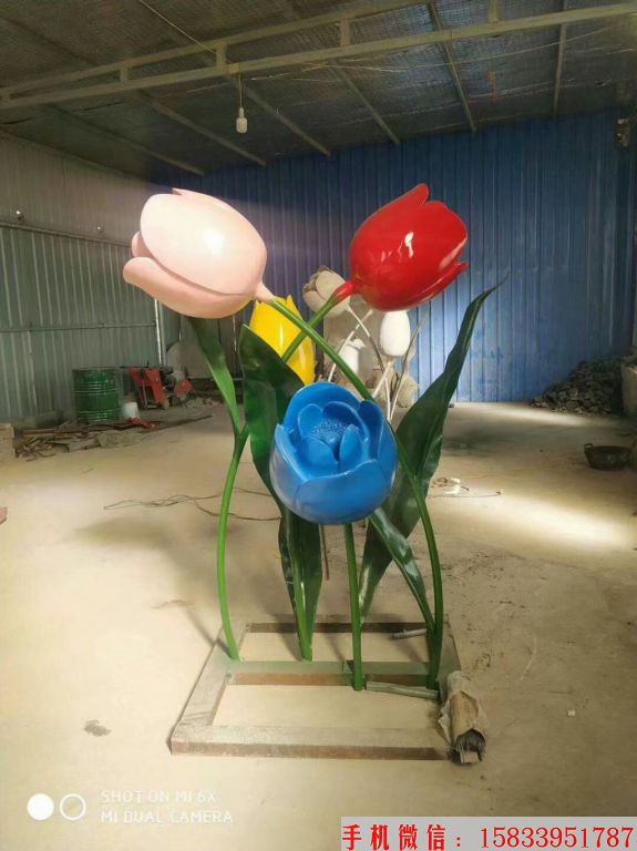 郁金香花朵雕塑，仿真花朵雕塑1