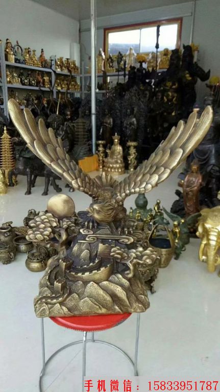 铸铜老鹰雕塑,老鹰工艺品,办公室老鹰雕塑